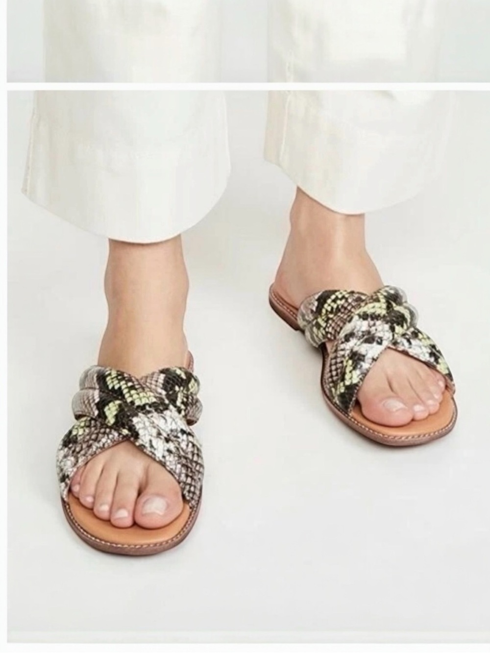 Madewell Skyler Slide Sandal in Snake Embossed Leather